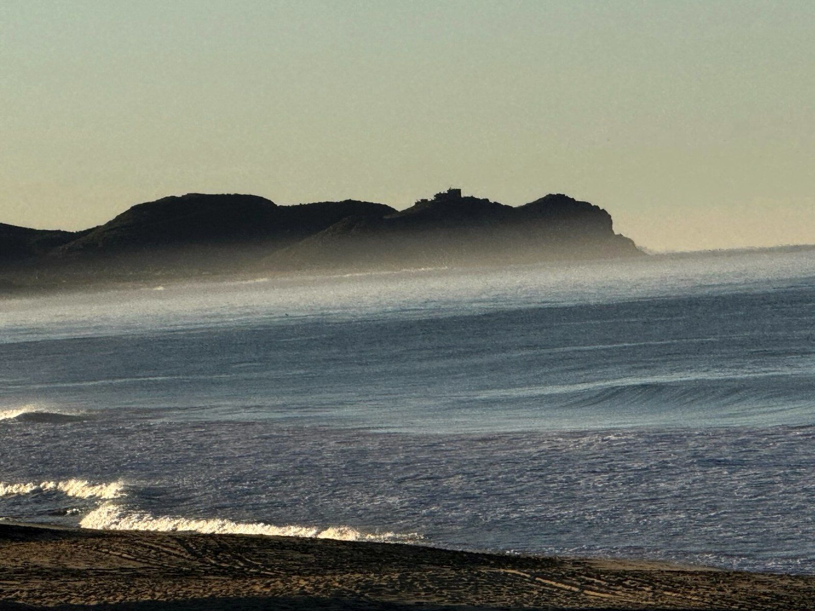 The rocky headland at the south end of Cerritos beach